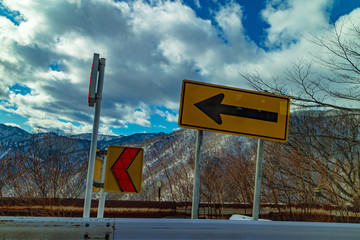 Road of the Kanetsu area with snow