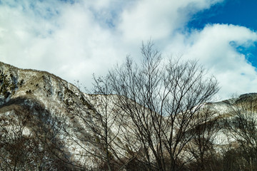 Road of the Kanetsu area with snow