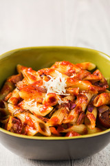 Penne Pasta with Chorizo Creamy Tomato Sauce