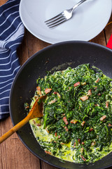 Spinach with bacon.