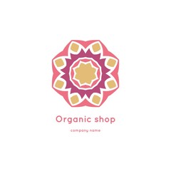 Bright and juicy beautiful circular logo for organic shop, eco product.