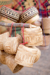 Bamboo basket in market at Thailand