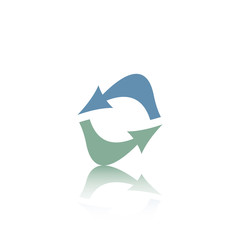 Abstract vector arrow with reflect. Blue and green arrows.