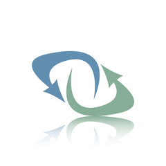 Abstract vector arrow with reflect. Blue and green arrows.