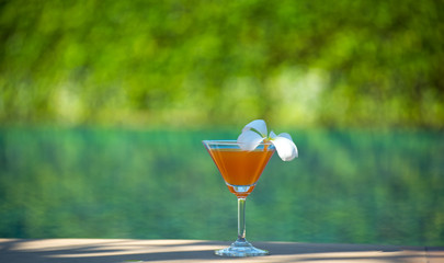 Tasty cocktail background swimming pool, greenery tone 2017