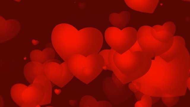 Red Valentines video background with growing red hearts that emphasize love and romance. Perfect for placement of copy and for use as a design element for weddings or for romantic occasions..
