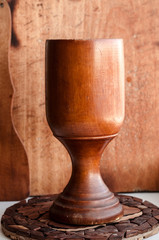 wooden jug on a stand