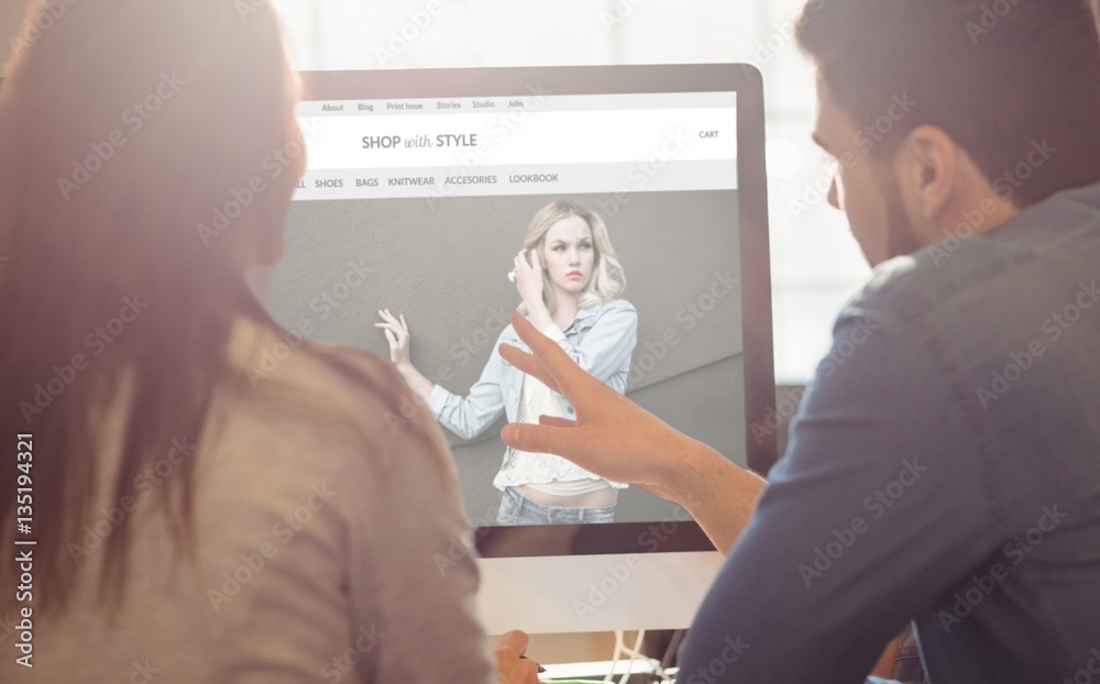 Wall mural composite image of website frontpage