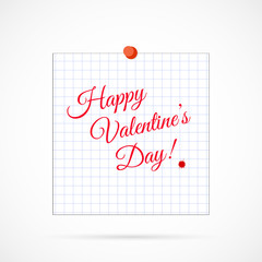 Vector Sheet of Paper and Happy Valentine Day on white