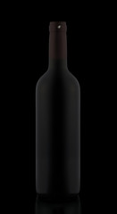 vine shape bottle isolated on black, close up