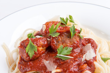 Pasta with meatballs and tomato sauce