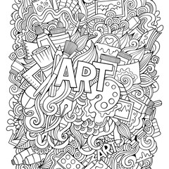 Cartoon cute doodles hand drawn illustration.