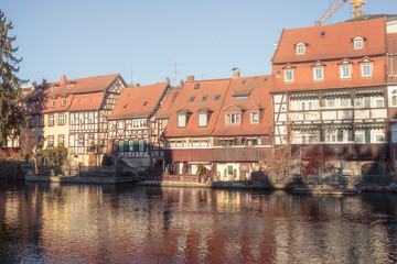 Fototapeta na wymiar Lovely Citiscape of the City of Bamberg in Winter in Germany, Eu