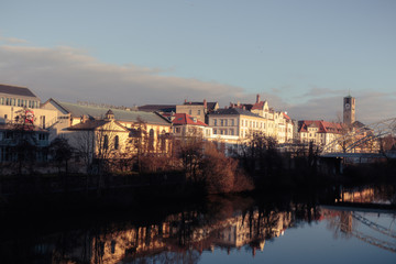 Fototapeta premium Lovely Citiscape of the City of Bamberg in Winter in Germany, Eu