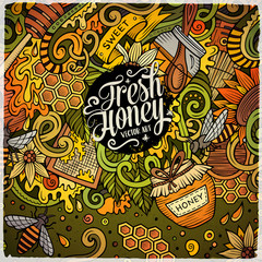 Cartoon doodles Honey frame design