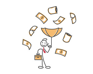 Creative Business Strategy Tips Stickman Illustration Concept - Be Prepare For The Rainy Day