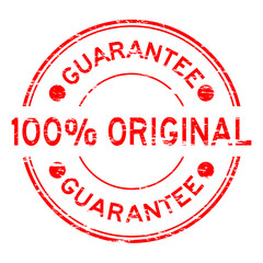 Grunge red 100 percent original guarantee round rubber stamp on