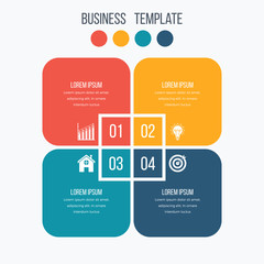 Infographics template four options with square