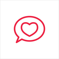 love confession like heart in speech bubble sign line icon