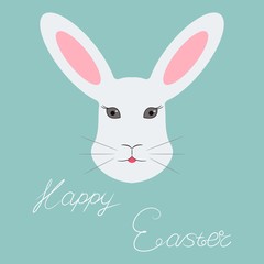 White Easter Rabbit. Easter Bunny. Vector.