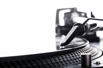 DJ headshell on spinning record