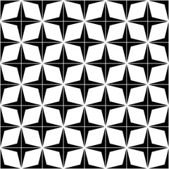 Geometric square consisting of a monochrome stars. Vector seamle