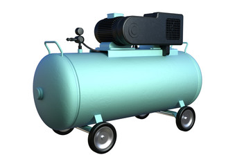 3D Rendering Air Compressor on White