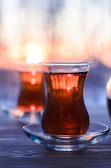 Turkish tea with authentic glass cup
