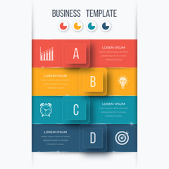 Infographics template four options with square