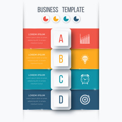 Infographics template four options with square
