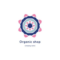 Bright and juicy beautiful circular logo for organic shop, eco product.