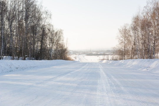 The road in snow.