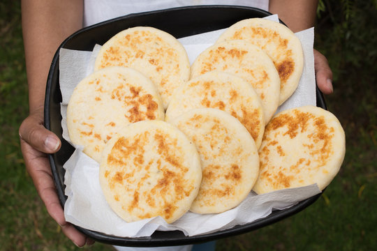 traditional colombian arepas - regional food in a try
