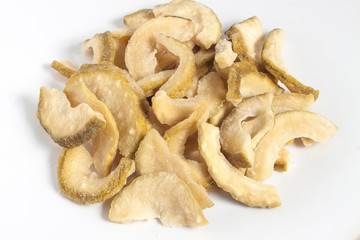 dehydrated guava slice on white background