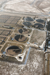 aerial view of sewage treatment plant