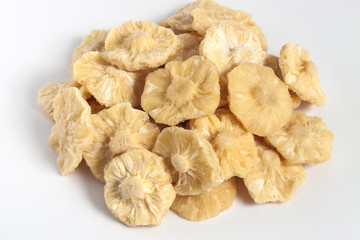 soft dried pineapple low sugar on white background