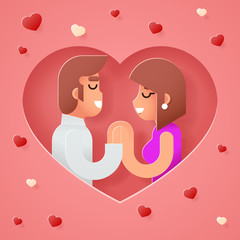 Valentines Day Romantic beloved dating man woman Symbol Icon Concept Isolated Flat Design Vector Illustration