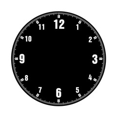 black clock face blank isolated on white