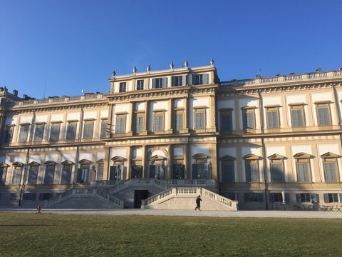 Villa Reale, Monza, Italia. 15/01/2017. Giardini Reali e parco di Monza. Reggia, palazzo in stile neoclassico
