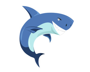 Flat Cute Animal Character Logo - Shark