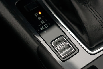 Sport mode button. Car interior. © vpilkauskas