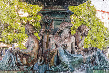 Fountain in Rossio Square in Lisbon © dimbar76
