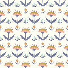 Seamless floral pattern with hand drawn elements