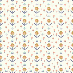 Seamless floral pattern with hand drawn elements