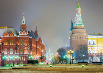 Obraz premium winter view of the Red Square with Manege Square in Moscow