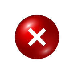 Obraz premium Cross sign element. Red X icon isolated on white background. Mark graphic design. Round volume button for vote, decision, web. Symbol error, check, wrong or stop, failed. Vector illustration