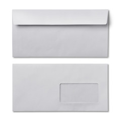 Back and front of white envelope for correspondence
