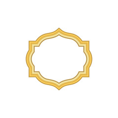 Gold frame. Beautiful simple golden design. Vintage style decorative border, isolated on white background. Deco elegant object. Empty copy space for decoration, photo, banner Vector illustration