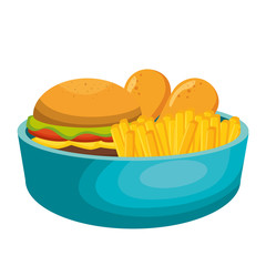 dish with fast food vector illustration design