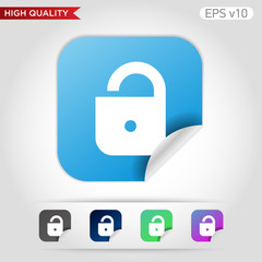 Colored icon or button of lock symbol with background